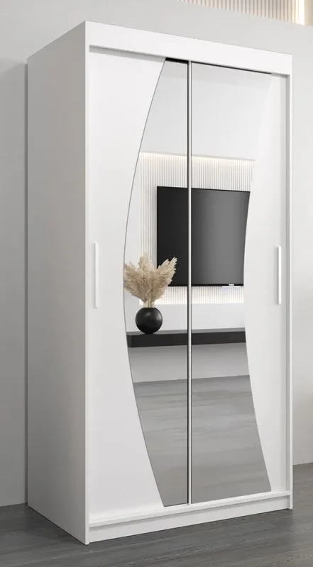 1 Meter breiter Kleiderschrank mit 2 Türen | Farbe: Weiß Abbildung