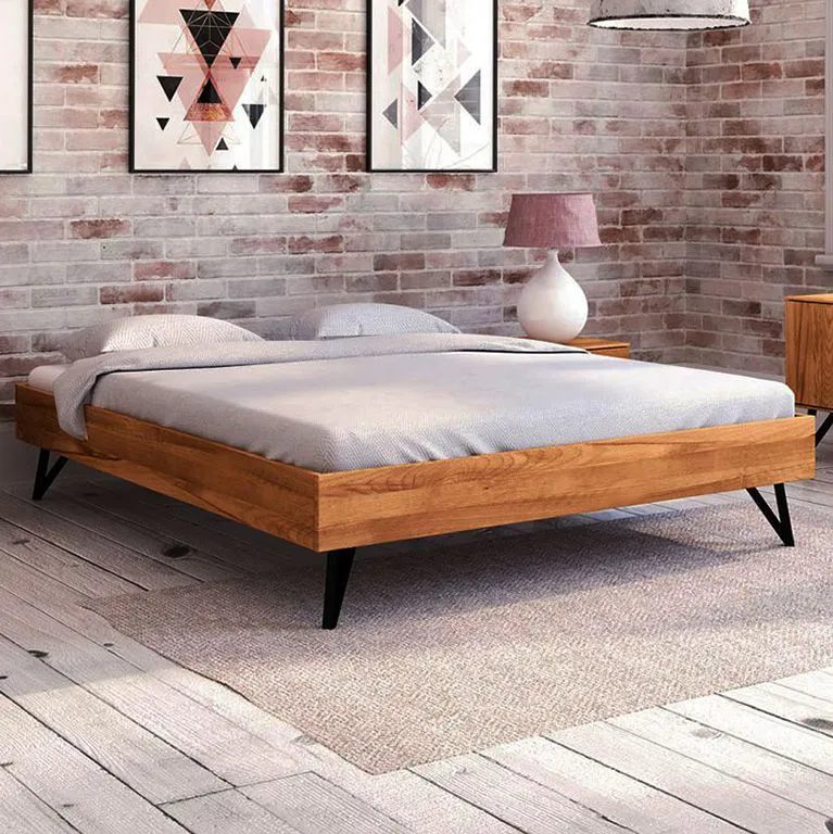 Buche-Bett massiv | 90 x 200 cm | Kernbuche | Geölt | Natur Abbildung