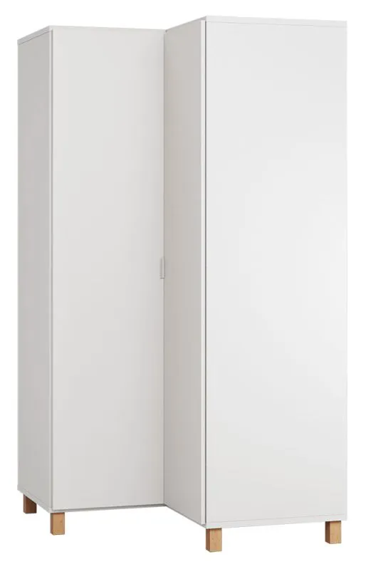 Drehtürenschrank / Eckkleiderschrank Invernada 14, Farbe: Weiß - Abmessungen: 195 x 102 x 104 cm (H x B x T)