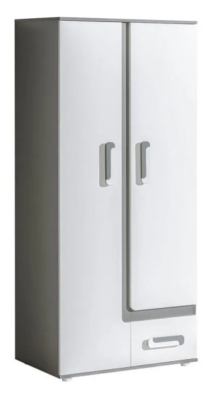 Jugendschrank / Kleiderschrank, Farbe: Anthrazit / Weiß - 192 x 85 x 50 cm (H x B x T) Abbildung