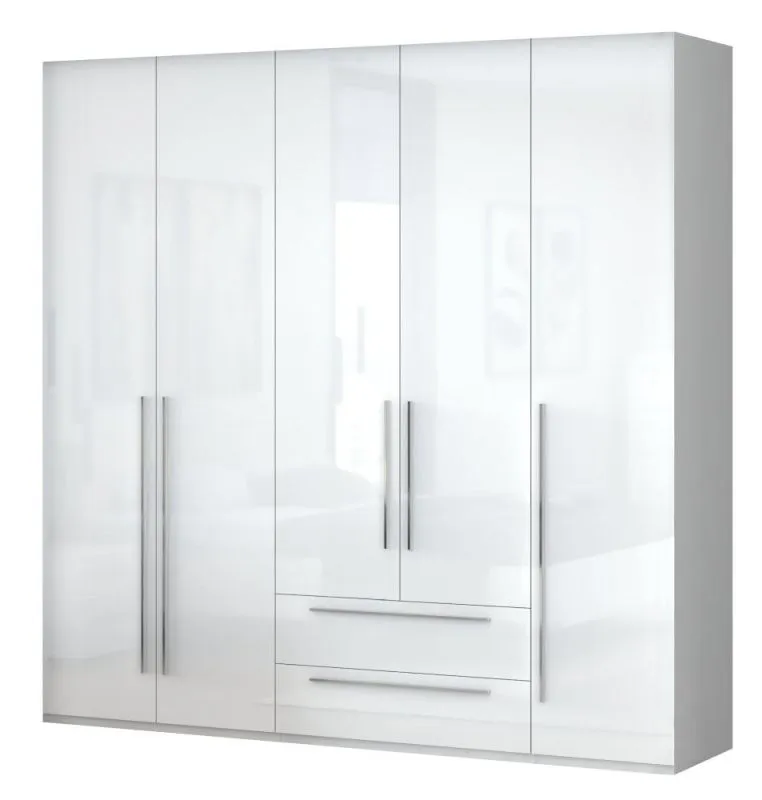 Kleiderschrank Weiß Hochglanz, Abmessung: 224 x 227 x 56 cm (H x B x T) Abbildung
