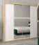 Schiebetürenschrank / Kleiderschrank Bisaurin 5B mit Spiegel, Farbe: Eiche Sonoma / Weiß matt - Abmessungen: 200 x 200 x 62 cm ( H x B x T)