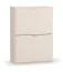 Schuhschrank | zwei Kipptüren | Farbe: Beige | 6 Fächer | Griffe: Weiß | Maße: 65 x 32 x 90 cm | Platz für mehrere Paar Schuhe | für den Vorraum