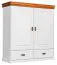 Schrank Jabron 02, Kiefer massiv Vollholz, Farbe: Weiß / Kiefer - 142 x 130 x 50 cm (H x B x T)