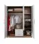 150 cm breiter Kleiderschrank mit 3 Türen, 6 Fächern und 2 Schubladen | Farbe: Weiß | Tiefe: 56 cm Abbildung