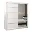 Schiebetürenschrank / Kleiderschrank Jan 04B mit Spiegel, Farbe: Weiß matt - Abmessungen: 200 x 180 x 62 cm ( H x B x T)