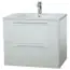 Badmöbel - Set A Eluru, 3-teilig inkl. Waschtisch / Waschbecken, Farbe: Weiß glänzend