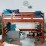 Hochbett 90 x 200 cm für Kinder, "Easy Premium Line" K22/n, Buche Massivholz kirschfarben, teilbar