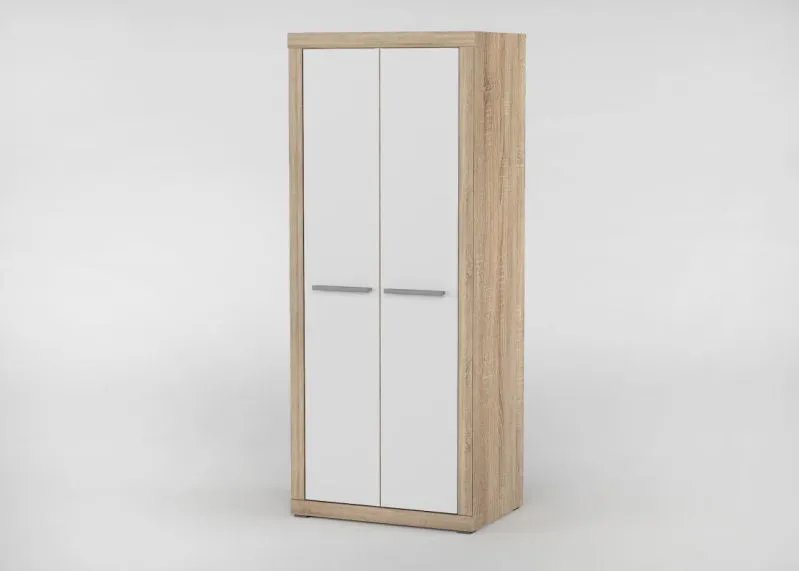 Schlafzimmer - Kleiderschrank, Farbe: Eiche Sonoma / Weiß - 195 x 80 x 55 cm (H x B x T) Abbildung