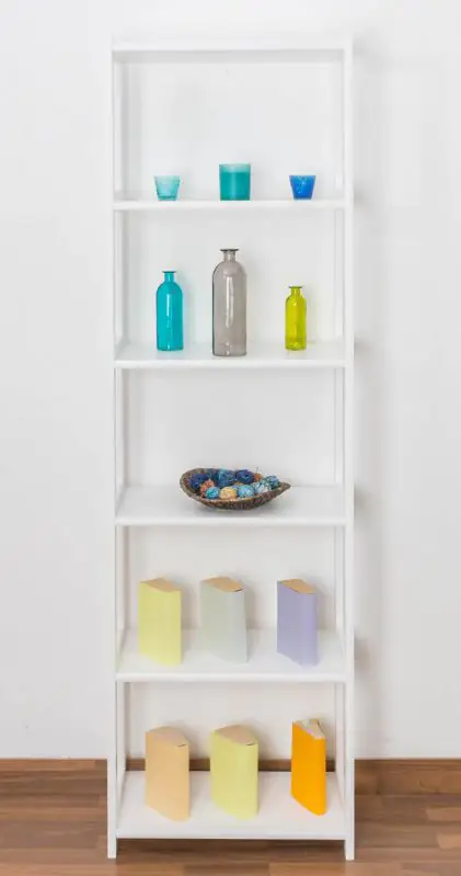 Bücherregal - 60 cm breit, Kiefer Holz-Massiv, Farbe: Weiß Abbildung