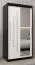 Schiebetürenschrank / Kleiderschrank mit Spiegel Tomlis 01B, Farbe: Schwarz / Weiß matt - Abmessungen: 200 x 100 x 62 cm (H x B x T)