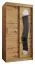 Kleiderschrank Lagginhorn 01, Farbe: Eiche Artisan, 1 Meter breit, ein Spiegel, fünf Fächer, Schiebetürenschrank, zwei Kleiderstangen, Aluminiumschienen