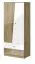 Drehtürenschrank / Kleiderschrank Sirte 01, Farbe: Eiche / Weiß Hochglanz - Abmessungen: 190 x 80 x 50 cm (H x B x T)