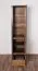 Vitrine Selun 10, Farbe: Eiche Dunkelbraun / Grau - 197 x 50 x 43 cm (H x B x T)