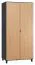 Drehtürenschrank / Kleiderschrank Leoncho 39, Farbe: Schwarz / Eiche - Abmessungen: 195 x 93 x 57 cm (H x B x T)
