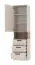 Schrank | Kaschmir / Eiche Cremona | Fafe 06 | 1 Tür | 1 offenes Fach | 3 Schubladen | Zweifarbig | 4 Fächer | Soft Close | 195 x 52 x 40 cm