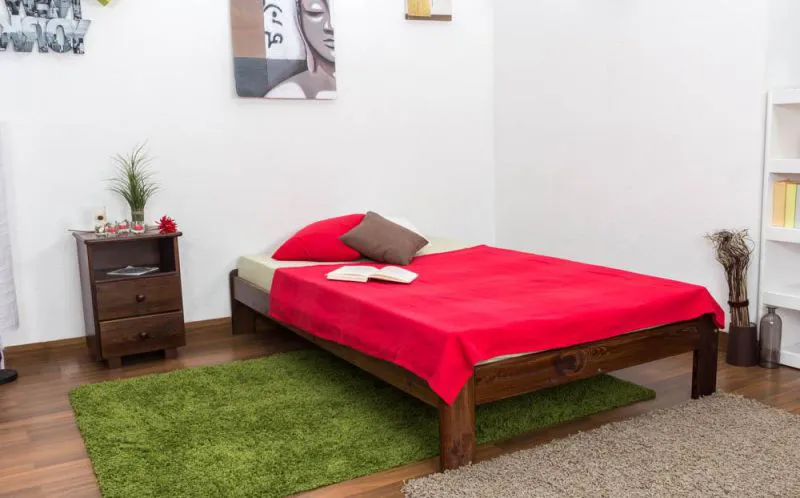 Bett 120 x 200 cm Kiefer Nuss mit Lattenrost Abbildung