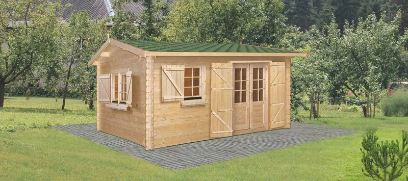 Steiner Shopping Gartenhaus GO18 - 34 mm Blockbohlenhaus, Grundfläche: 19,80 m², Satteldach