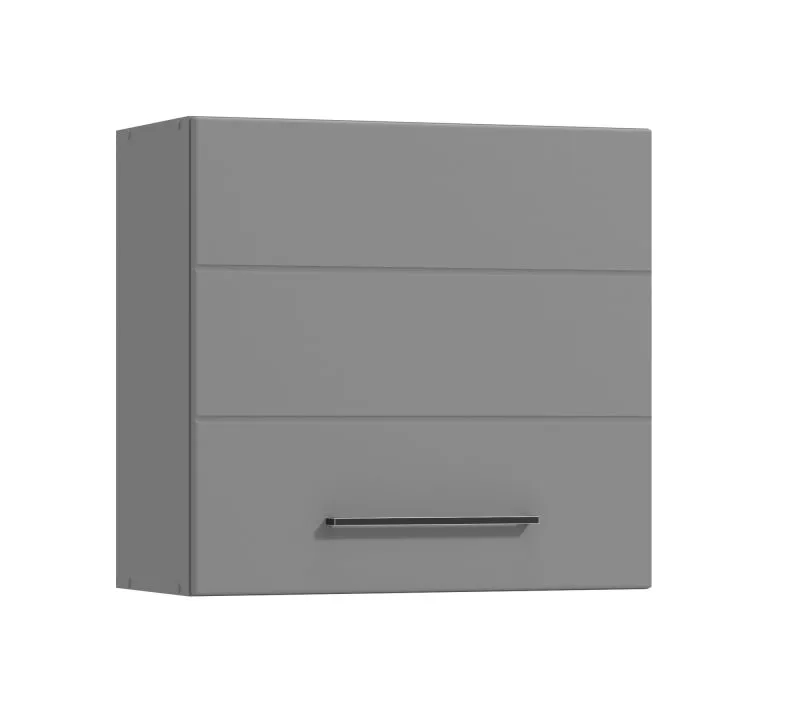 Hängeschrank mit zwei Fächer Pluna 03, Farbe: Graphitgrau, ABS-Kanten, eine Tür, Maße: 57 x 60 x 30 cm, Griffe: Schwarz, für Küchen