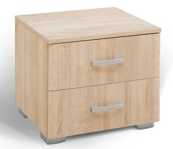 Nachtkästchen Lepe 02, Farbe: Eiche Braun - 46 x 49 x 38 cm (H x B x T)