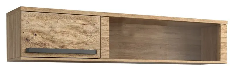 Hängevitrine Buzet 12, Farbe: Eiche / Schwarz, teilmassiv - Abmessungen: 35 x 174 x 40 cm (H x B x T)