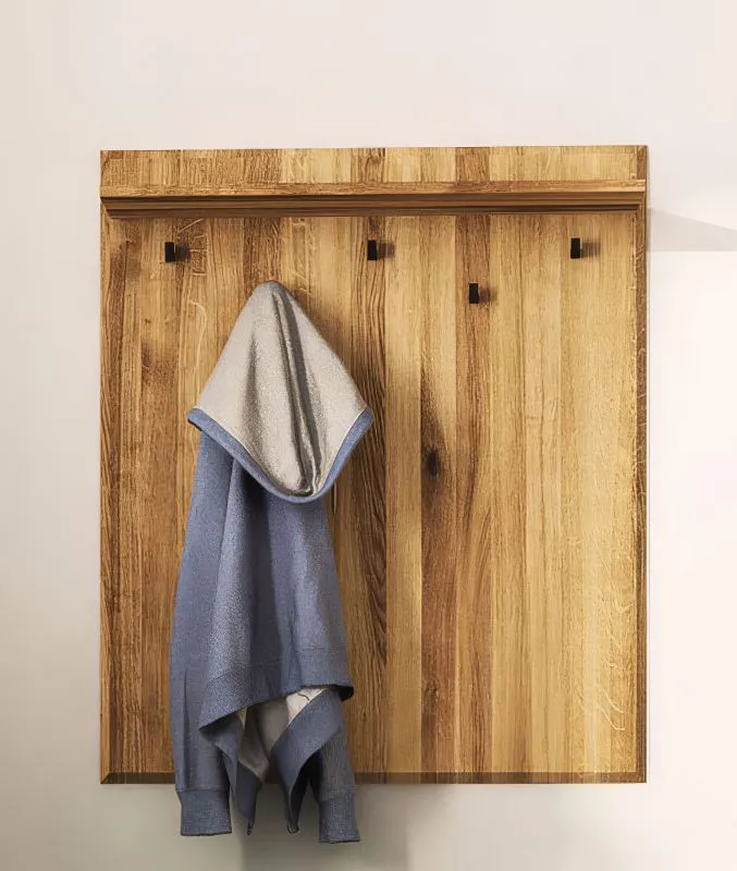 Garderobe Kumeu 59 Wildeiche massiv geölt - Abmessungen: 90 x 77 x 20 cm (H x B x T)