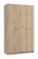 Kleiderschrank / Drehtürenschrank mit drei Türen Kovin 07, Farbe: Eiche Sonoma, eine Kleiderstange, fünf Fächer, Maße: 205 x 120 x 52 cm, für Schlafzimmer