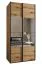Kleiderschrank / Schiebetürenschrank | Farbe: Eiche Artisan | Spiegel | Soft-Close | 2 Kleiderstangen | 2 Schiebetüren | 245,5 x 100 x 64 cm | 6 Fächer