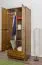 Kleiderschrank | 2 Drehtüren | 1 Schublade | 4 Fächer | mit Kleiderstange | 80 cm breit | Massivholz | Farbe: Eiche Abbildung