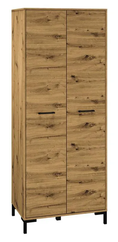 Schmaler 80 cm breiter Kleiderschrank mit 2 Türen | Farbe: Eiche Abbildung