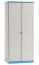 Kleiderschrank Kiefer Vollholz massiv weiß blau lackiert 008 - Abmessung 160 x 80 x 60 cm (H x B x T)