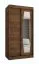 Schiebetürenschrank / Kleiderschrank | Farbe: Walnuss | zwei Kleiderstangen | 1 Meter breit | Aluminiumschienen | eine Spiegeltür | fünf Fächer