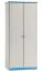 Kleiderschrank 2-türig, Farbe: Weiß / Blau 182x90x60 cm Abbildung