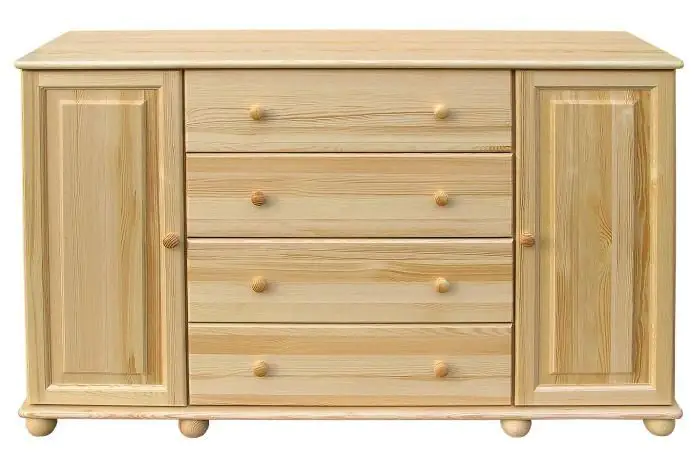 Sideboard mit 4 Schubladen, Farbe: Natur, Breite: 160 cm - Küchenschrank, Anrichte, Sideboard Abbildung