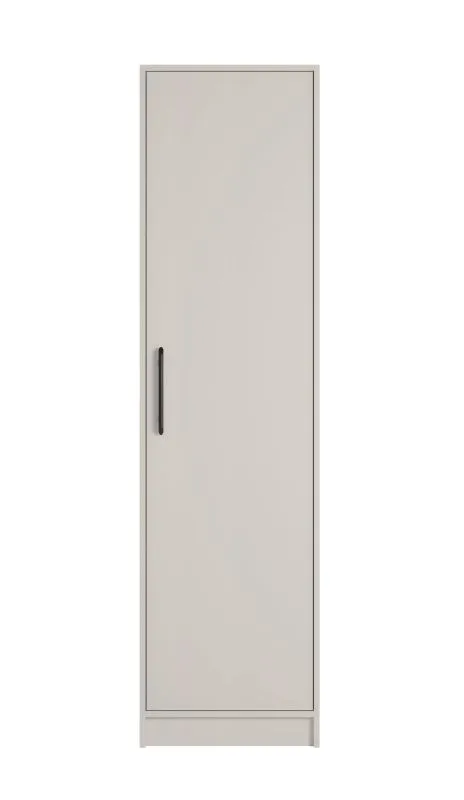 Schlichter Schrank Hannut 10, drei Holzeinlegeböden, Farbe: Kaschmir, beidseitig montierbar, Maße: 190 x 50 x 56 cm, eine Tür, vier Fächer
