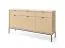 Kommode | 3 Türen | Farbe: Eiche Vicenza | geriffelte Front | 3 Schubladen | Griffe & Beine: Schwarz | 6 Fächer | Maße: 154 x 39 x 83 cm | Sideboard