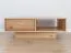 Wohnzimmer Komplett - Set B Sienne, 3-teilig, massives, geöltes und gebürstetes Wildeichenholz, Push-to-open Funktion, LED-Beleuchtung inkl., getöntes Glas