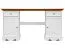 Schreibtisch Gyronde 23, Kiefer massiv Vollholz, Farbe: Weiß / Eiche - 77 x 155 x 53 cm (H x B x T)