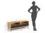 TV-Unterschrank Salleron 05, Wildeiche massiv geölt, Farbe: Natur / Schwarz - Abmessungen: 54 x 160 x 50 cm (H x B x T)