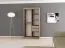 100 cm breiter Schiebetürenschrank mit 2 Türen | 5 Fächer | 2 Kleiderstangen | Farbe: Weiß / Schwarz Abbildung