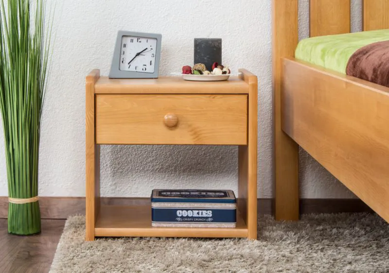 Nachtkommode Kiefer massiv Vollholz Erlefarben Junco 126 - Abmessung: 40 x 40 x 27 cm (H x B x T)