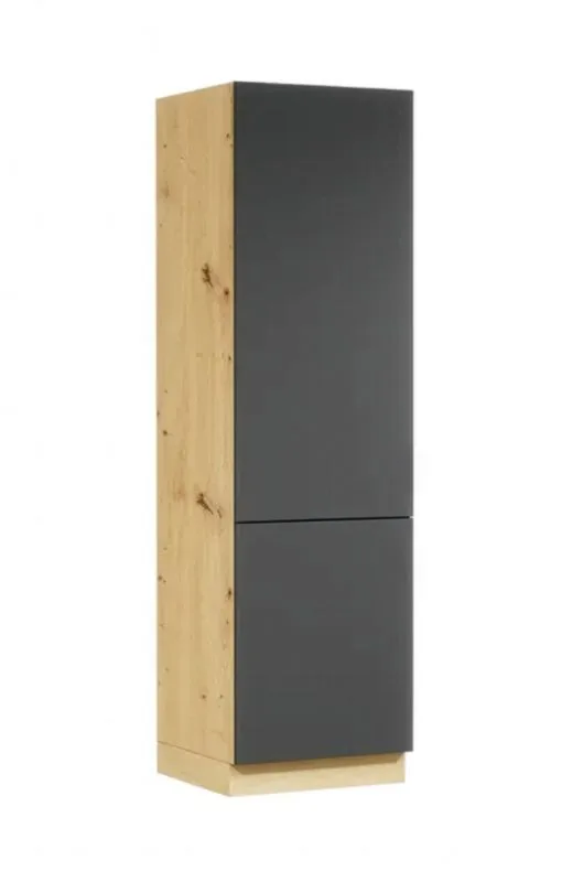 Küchenschrank | 60 x 57,8 x 211,9 cm | Matterhorn 34 | Push-top-Open | grifflose Front | 2 Türen | 5 Fächer | Artisan-Eiche / Grau
