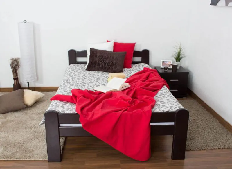 Holzbett 120 x 200 cm Buche massiv Schokobraun mit Lattenrost Abbildung