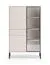 Vitrine | Kaschmir | Metallfüße | 1 Schublade | gehärtetes Graphitglas | inkl. LED-Beleuchtung | 7 Fächer | Push-to-open Funktion | 92 x 40 x 150 cm
