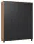 Drehtürenschrank / Kleiderschrank Leoncho 15, Farbe: Eiche / Schwarz - Abmessungen: 239 x 185 x 57 cm (H x B x T)