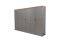 Drehtürenschrank / Kleiderschrank Lotofaga 18, Farbe: Grau / Walnuss - 227 x 346 x 59 cm (H x B x T)