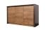 Kommode Selun 03, Farbe: Eiche Dunkelbraun / Grau - Abmessungen: 79 x 130 x 43 cm (H x B x T)