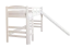 Weißes Hochbett mit Rutsche 80 x 200 cm, Buche Massivholz Weiß lackiert, umbaubar, "Easy Premium Line" K30/n