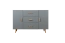 Kommode Hohgant 01, Farbe: Weiß / Grau Hochglanz - 92 x 140 x 42 cm (H x B x T)