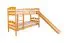 Etagenbett mit Rutsche 90 x 190 cm, Buche Massivholz Natur lackiert, umbaubar in zwei Einzelbetten, "Easy Premium Line" K27/n